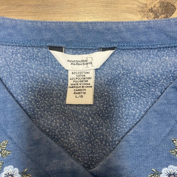 Northern Reflections Blue Embroidered Floral Cardigan - Picture 6 of 7